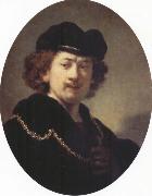 REMBRANDT Harmenszoon van Rijn Self-Portrait with Hat and Gold Chain oil painting